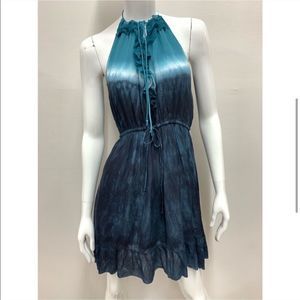 New Revolve Gypsy 05 Sexy Boho chic Blue Tie Dye ombré Halter Mini Party Dress